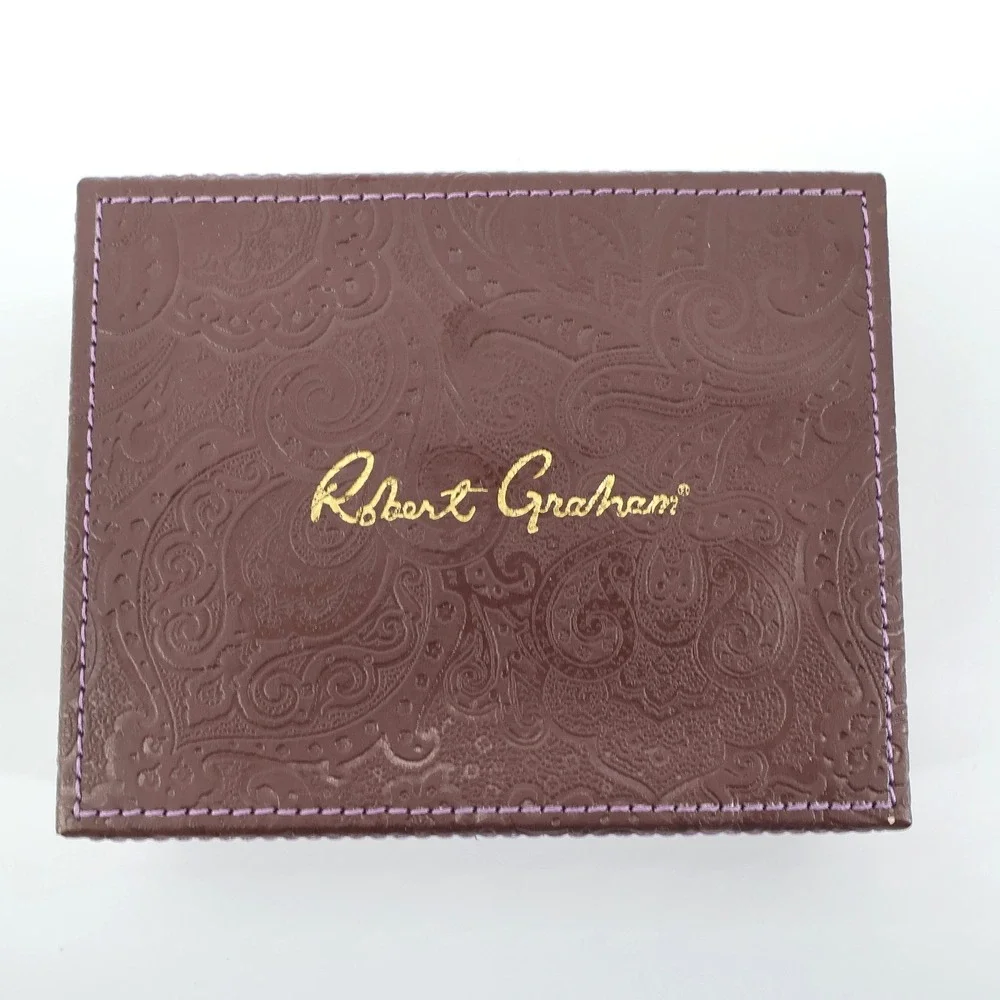 NEW Robert Graham Arvo Brown Leather RFID Card‎ Case Wallet RG204278
